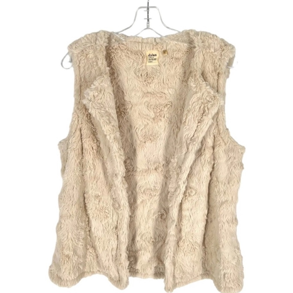 Dylan Faux Fur Vest Womens Size Medium Ivory Beige Soft Fluffy Casual Layer